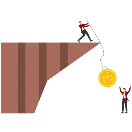 Businessman pulling pound while Make money  Illustration