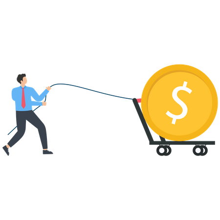 Businessman pulling rope for getting profit  Illustration