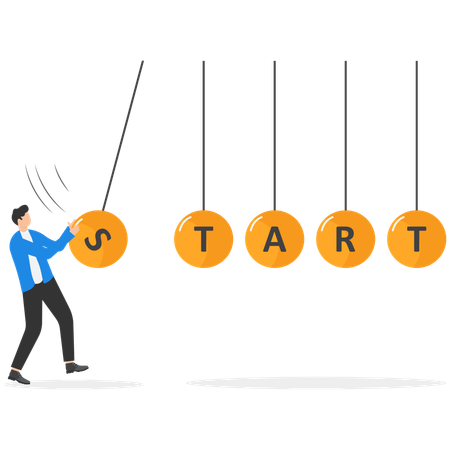 Businessman pulling start up ball  Illustration