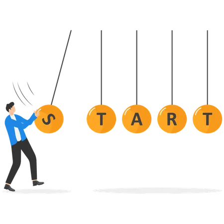 Businessman pulling start up ball  Illustration