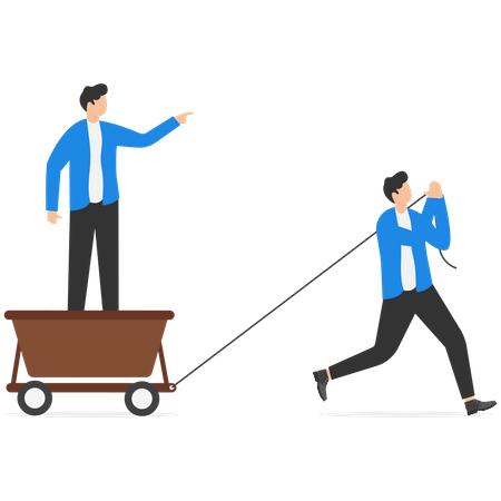 Businessman pulling the cart  Illustration