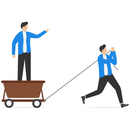 Businessman pulling the cart  Illustration