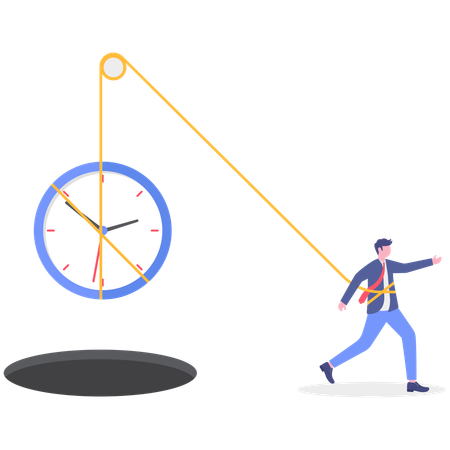 Businessman pulling time deadline  Illustration