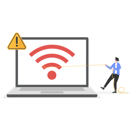 Businessman pulling wifi from laptop  Illustration