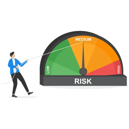 The Businessman Pulls The Risk Speedometer Needle With A String So The Risk Is Low Risk Management Illustration