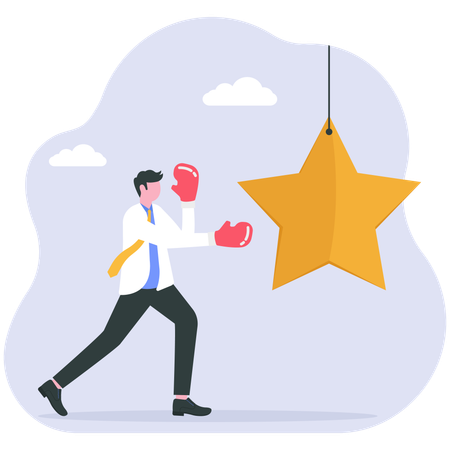 Businessman punches back positive feedback  Illustration