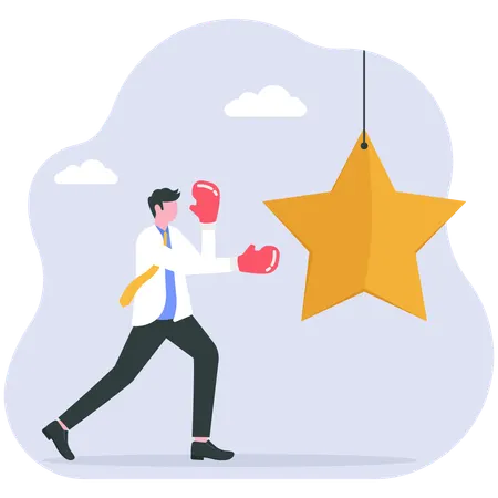 Businessman punches back positive feedback  Illustration