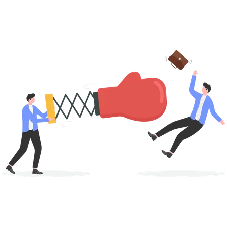 Businessman punching to employee to giving punishment  Illustration