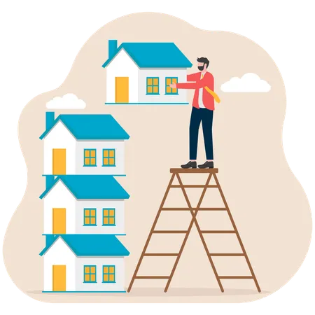 Businessman purchase new houses  Illustration