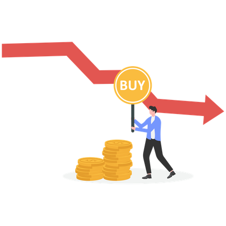 Businessman purchase stock when price drop  Illustration