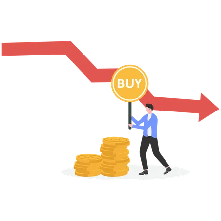 Businessman purchase stock when price drop  Illustration