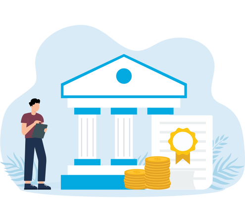 Businessman purchasing bonds stock on capital market finance  Illustration
