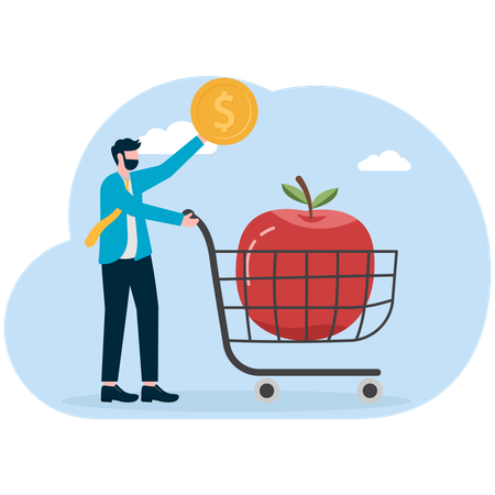 Businessman purchasing grocery from market  Illustration