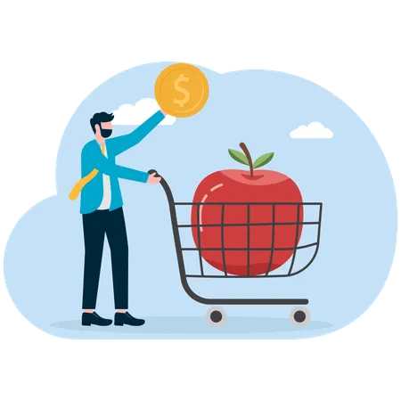 Businessman purchasing grocery from market  Illustration