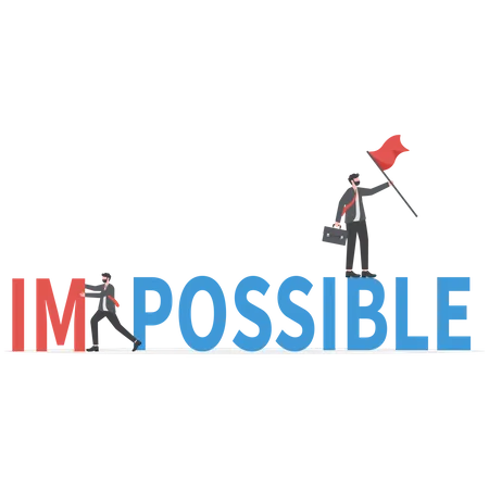 Businessman Push Big Impossible Word And Change Possible To Success  Illustration