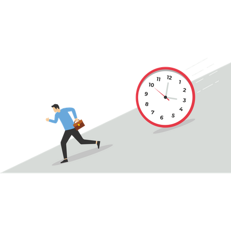 Businessman push big timer clock deadline  イラスト