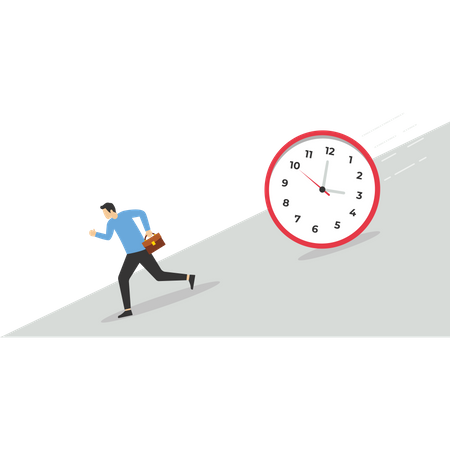 Businessman push big timer clock deadline  Illustration