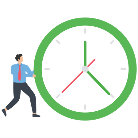 Businessman Push Clock  Illustration