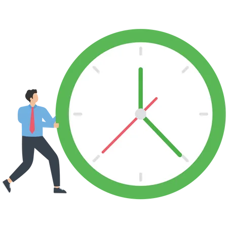 Businessman Push Clock  Illustration