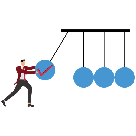 Businessman push completed checkbox to impact pendulum  Illustration