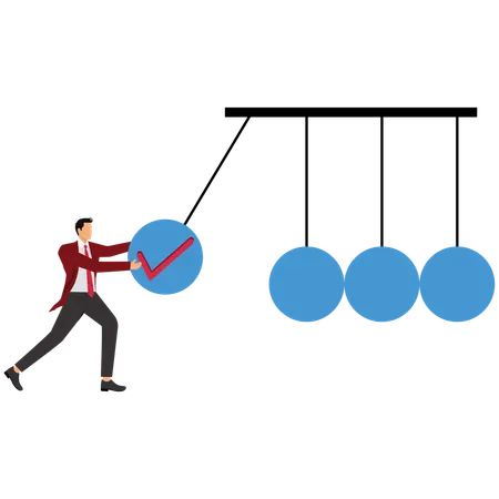 Businessman push completed checkbox to impact pendulum  Illustration
