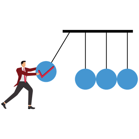 Businessman push completed checkbox to impact pendulum  Illustration