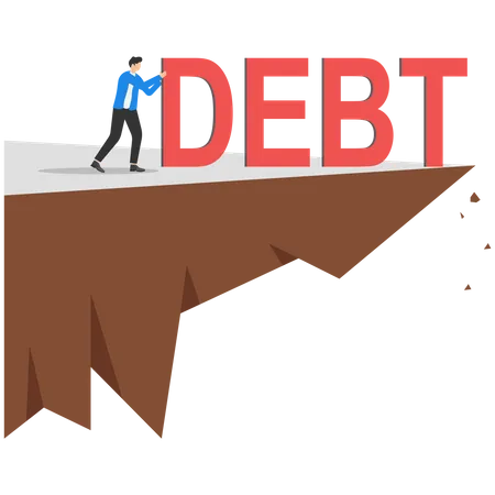 Businessman push debt  Illustration