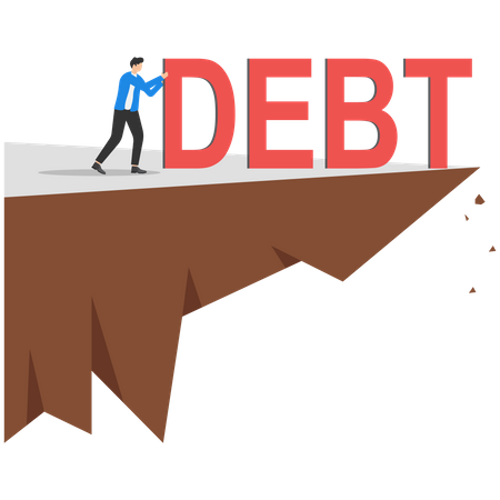 Businessman push debt  Illustration