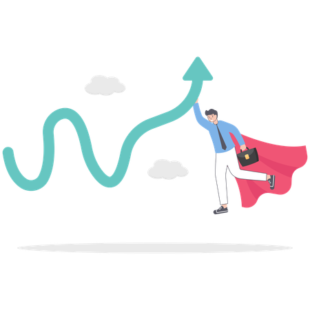 Businessman push growth arrow to be back rising up  Illustration