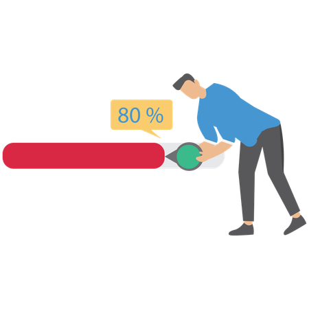 Businessman push progress bar symbolizing effort to finish work in deadline  Illustration
