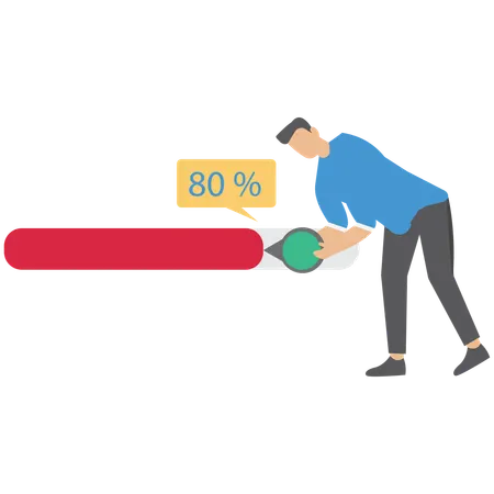 Businessman push progress bar symbolizing effort to finish work in deadline  Illustration