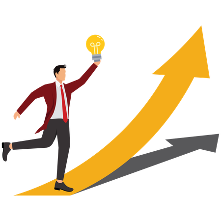 Businessman push the arrow upward  Illustration