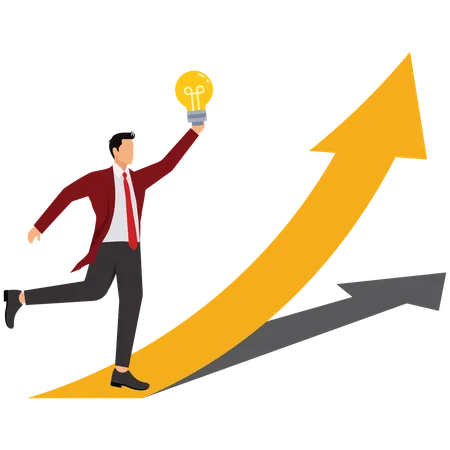 Businessman push the arrow upward  Illustration