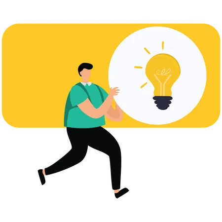 Businessman push toggle switch to turn on idea  Illustration