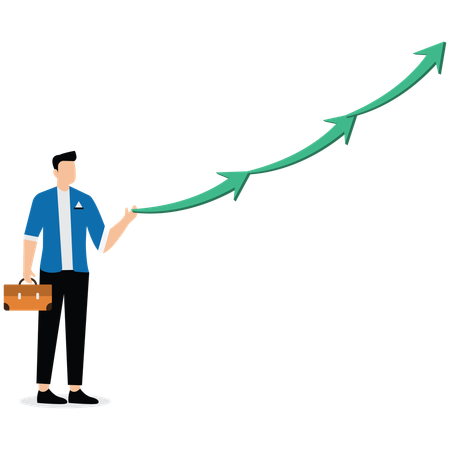 Businessman push up the small arrows to form the big arrow  Illustration