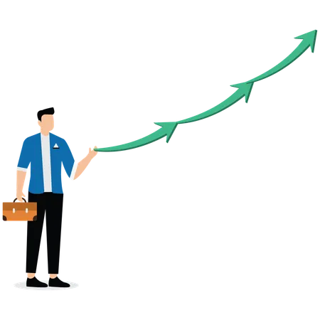 Businessman push up the small arrows to form the big arrow  Illustration