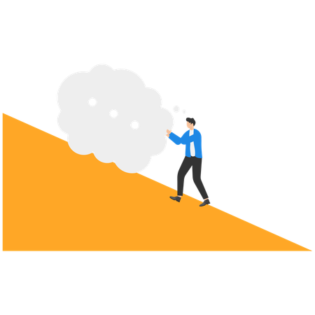 Businessman pushes mental disorder  Illustration
