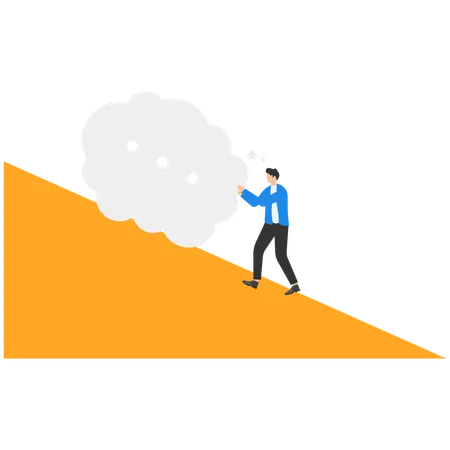Businessman pushes mental disorder  Illustration
