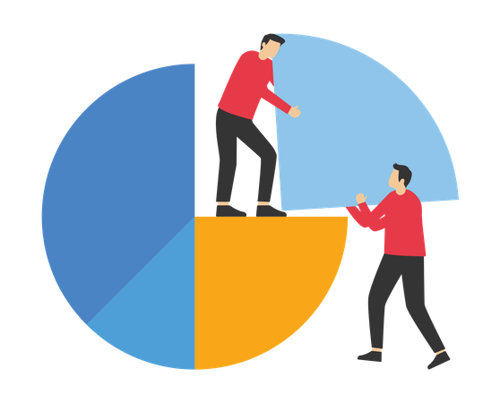 Businessman pushing allocation to the best performance position  Illustration