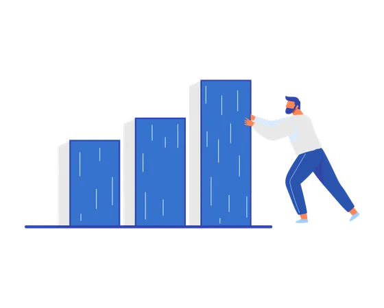 Businessman pushing analysis chart  Illustration