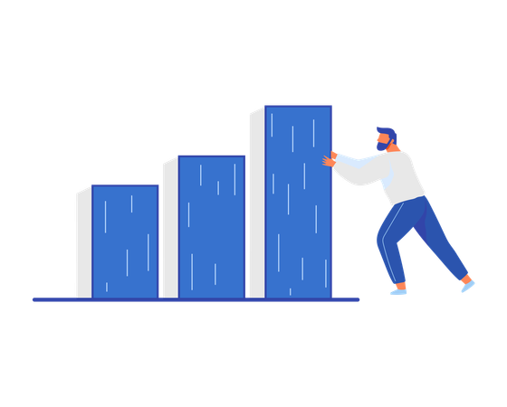 Businessman pushing analysis chart  Illustration