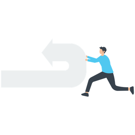 Businessman Pushing and changing arrow direction  Illustration