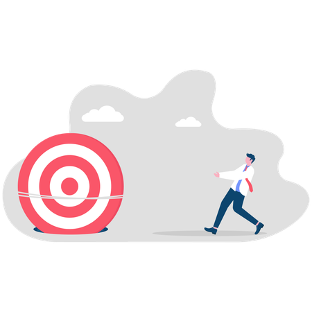 Businessman pushing business target  Illustration