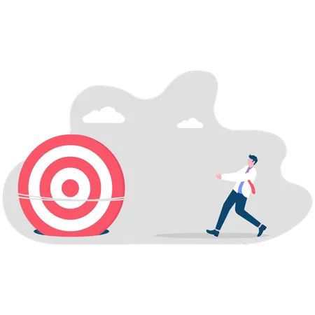 Businessman pushing business target  Illustration