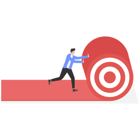 Businessman pushing business target  Illustration