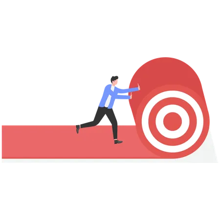 Businessman pushing business target  Illustration