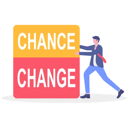 Businessman pushing chance over change  Illustration