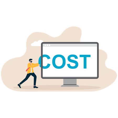 Businessman pushing cost online  Illustration