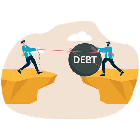 Businessman pushing debt off  Illustration