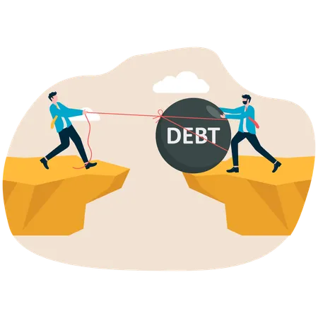 Businessman pushing debt off  Illustration